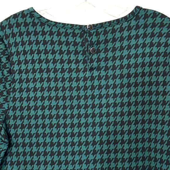 Loft Wms Small Green Black Houndstooth Flounce Hem Dress Academia Schoolgirl - Picture 5 of 9